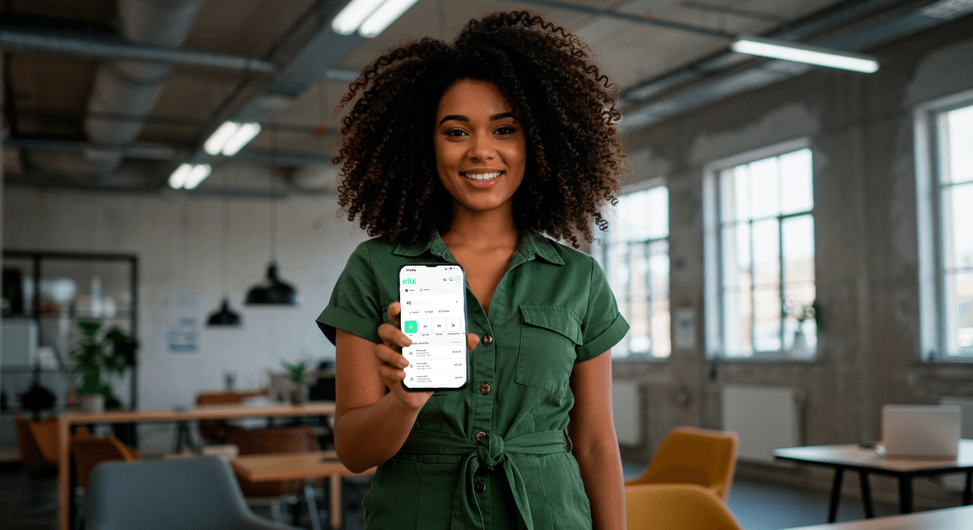 Person showing the Elix app