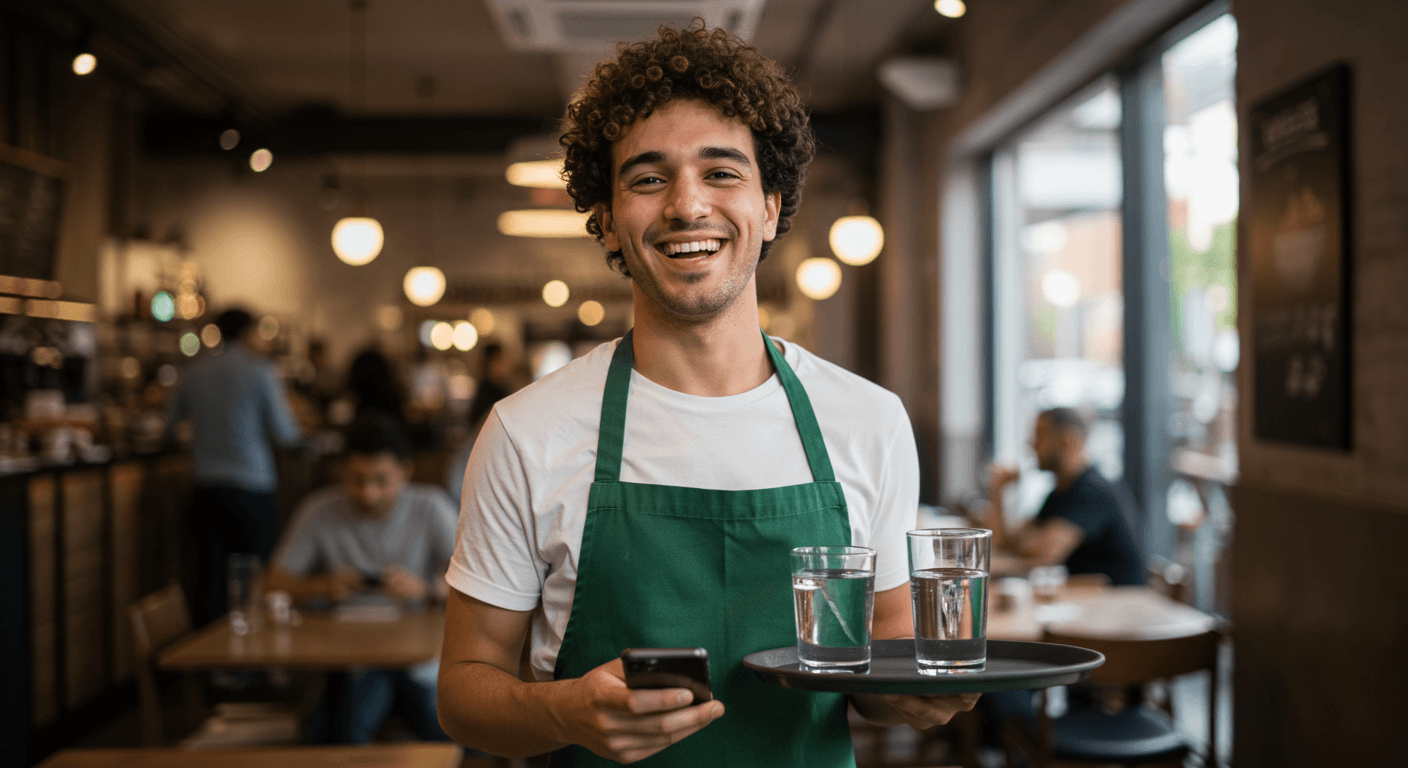 Person in green apron